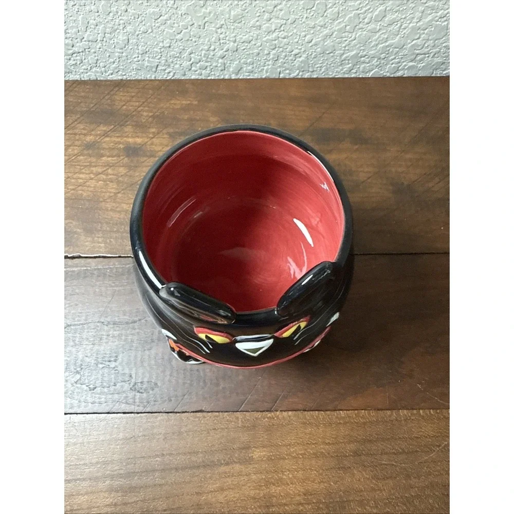 Ceramic Halloween Black Cat Candy/Trinket Dish with Feet, 5